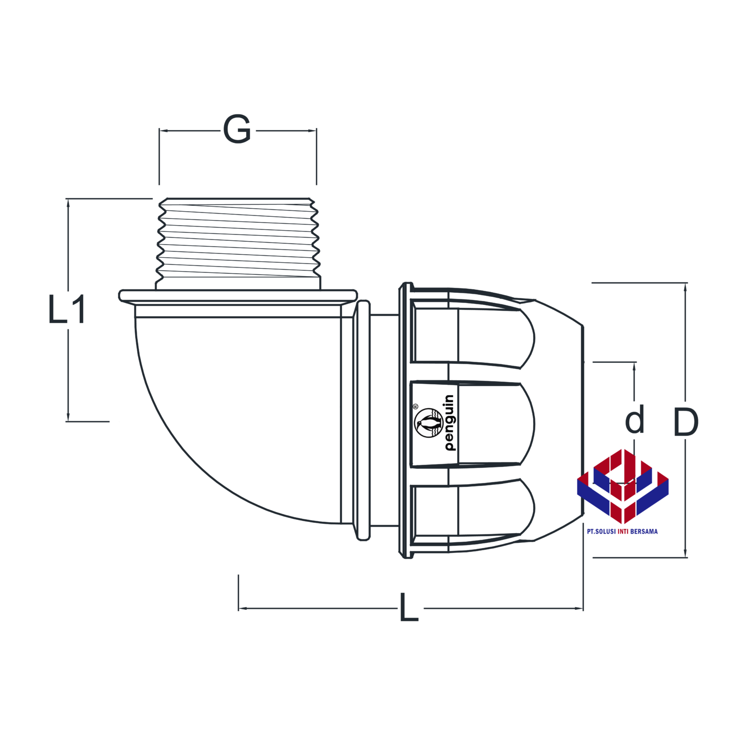 Male Threaded Elbow Mte Hdpe Penguin Smart Compression Mm