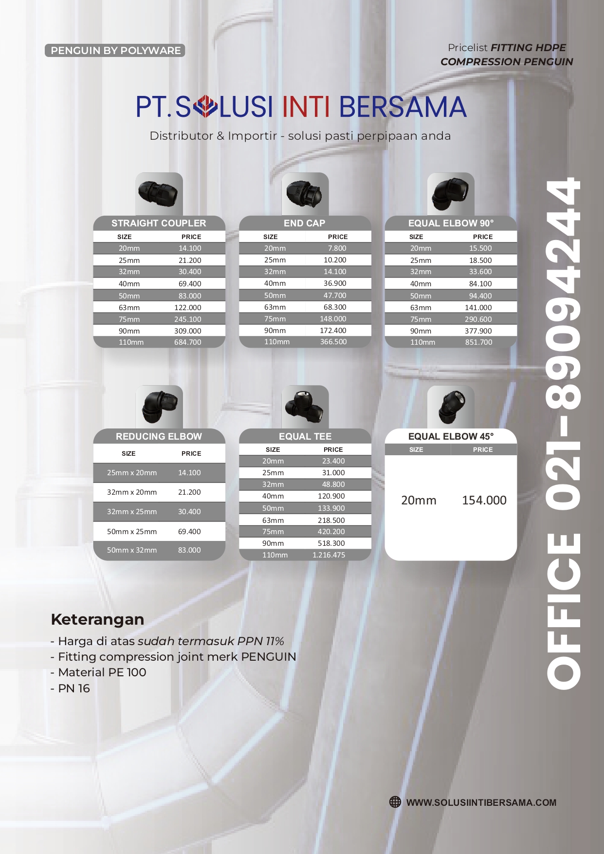 Harga Fitting HDPE Terbaru 2024 Jakarta