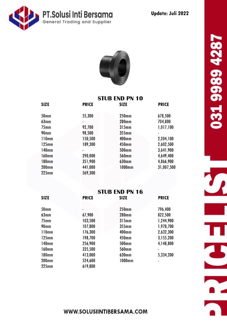 Harga Stub End HDPE Stub Flange HDPE Spool Pipe HDPE 2023 Toko