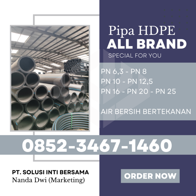 Harga Pipa HDPE Jakarta 2025 - Barat Pusat Timur Utara Selatan | PT SOLUSI INTI BERSAMA menjual dengan Merk Trilliun Vinilon Unilon Rucika Westpex Supramas Maspion